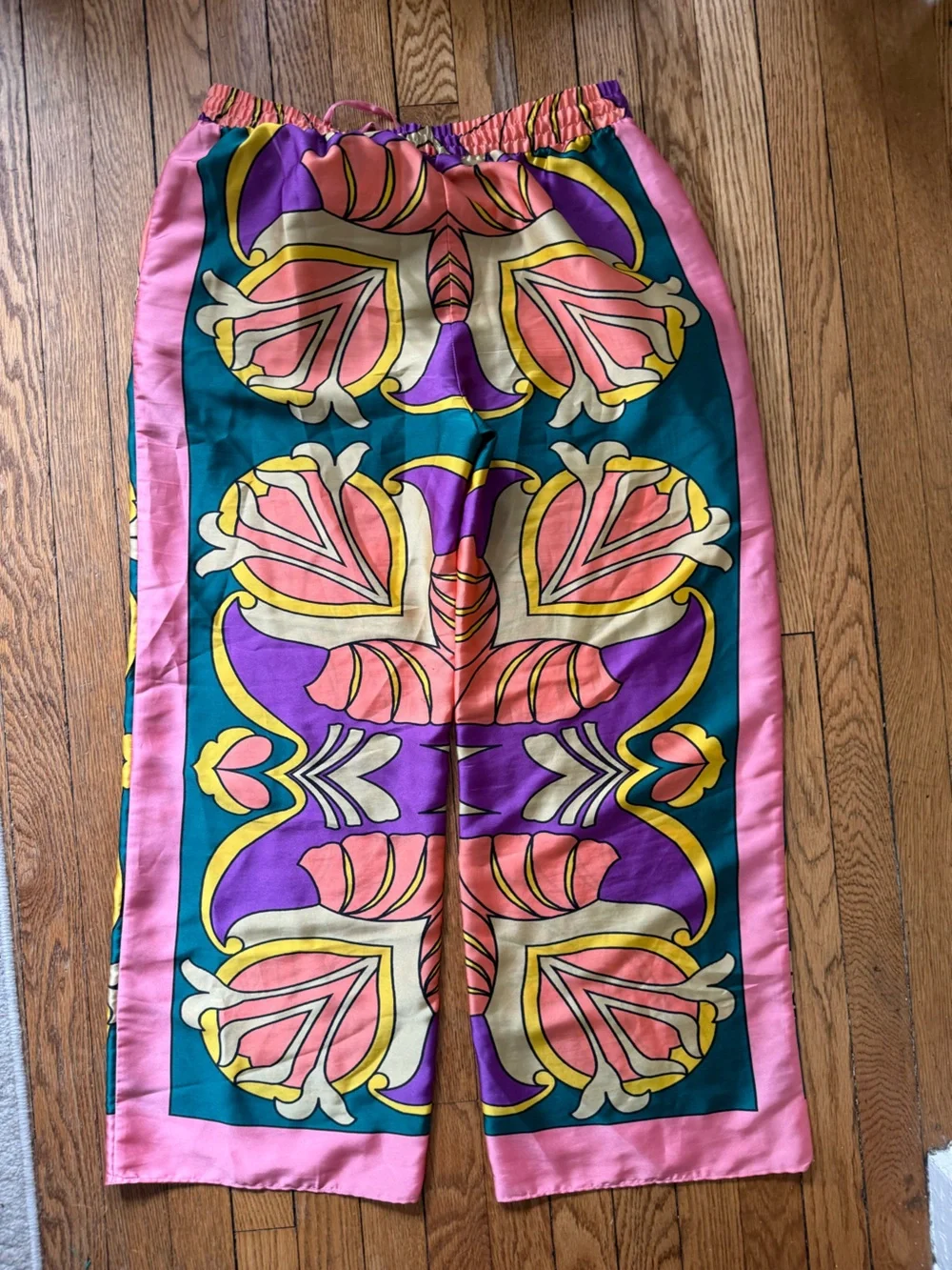 Zara Multicolor Floral Wide-Leg Pants - Size Large